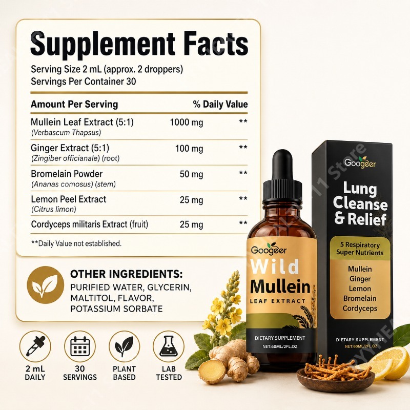 Gotas Líquidas de Mullein, Mis - Herbal Wellness For You avaliação e preço